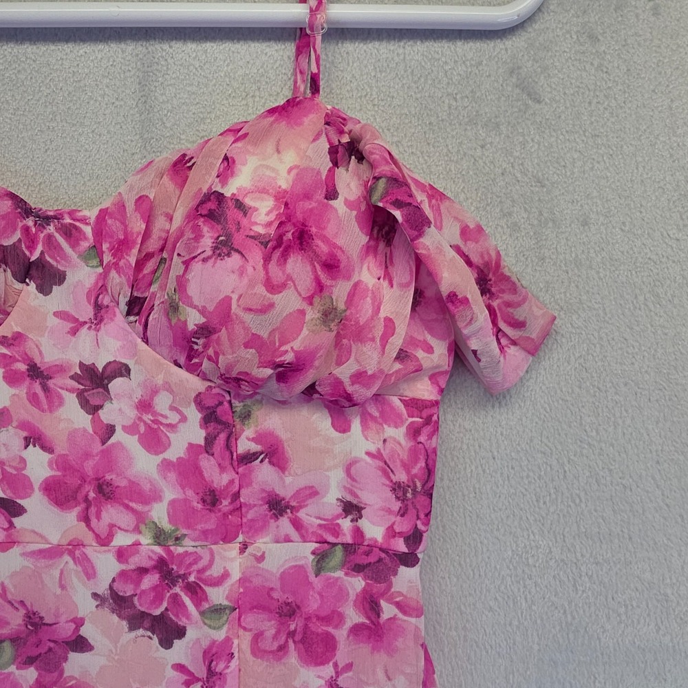 Crystal Doll Dress‎ Womens 9 Pink Floral Maxi Y2K Cottagecore HOCO Coquette - Picture 11 of 16